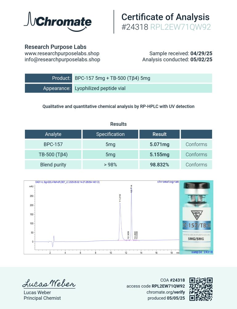 BPC 157 TB 500 5mg research peptide | Research Purpose Labs