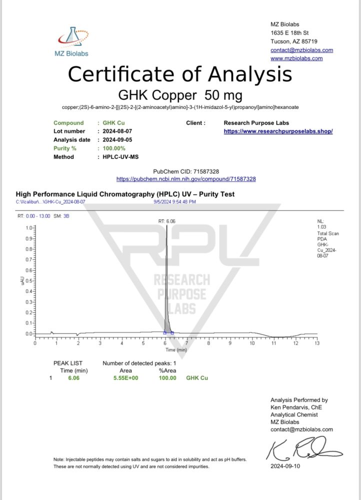 GHk CU 50MG research peptide | Research Purpose Labs