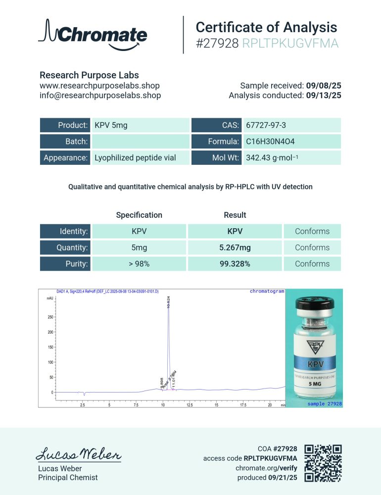KPV 5 MG RESEARCH PEPTIDE Image 2