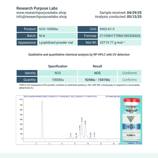 HCG 10000iu research peptide vials. | Research Purpose Labs
