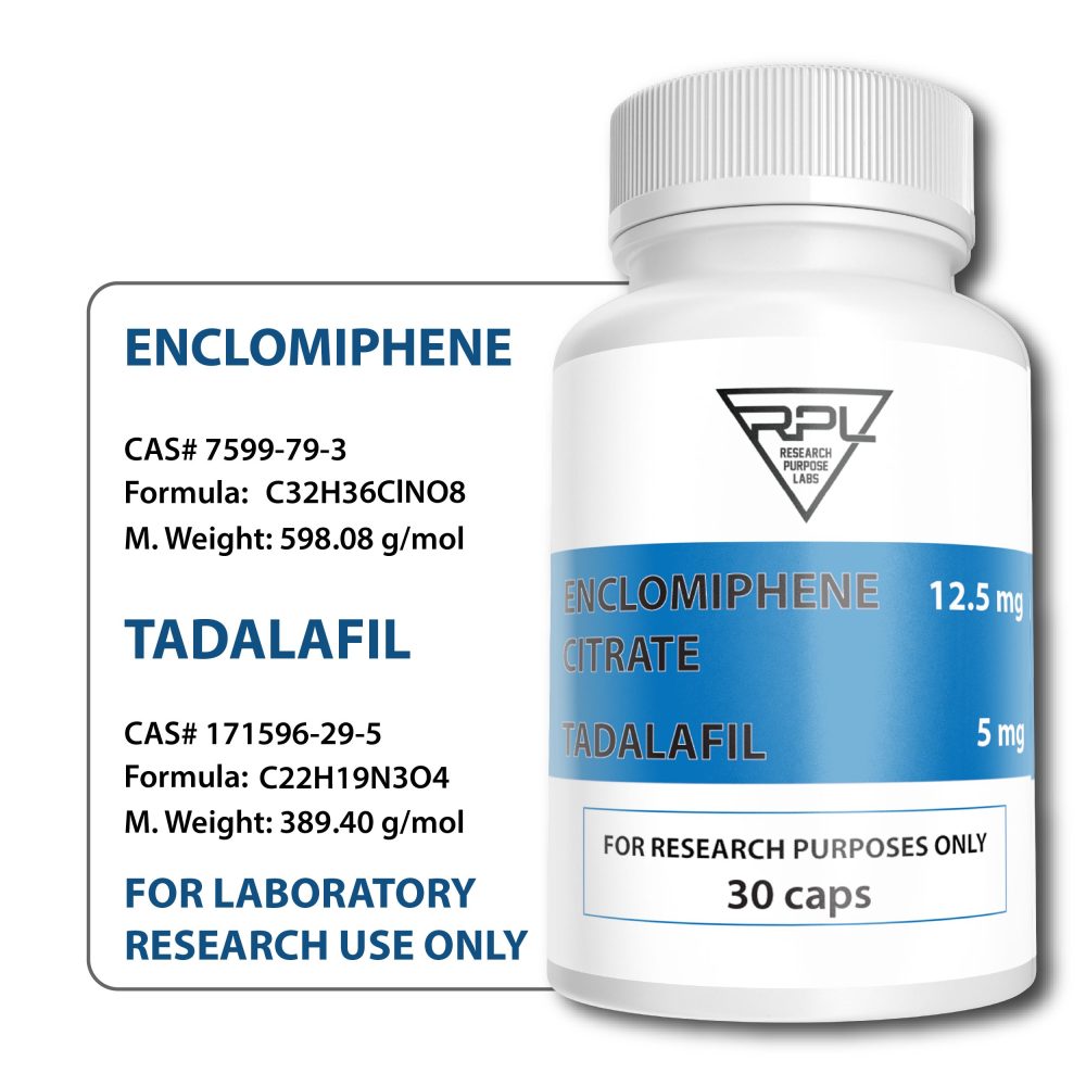 Enclomiphene Citrate Tadalafil 12.5mg 5mg 60 capsules. | Research Purpose Labs Enclomiphene Citrate Tadalafil 12 5mg 5mg 60 capsules | Research Purpose Labs