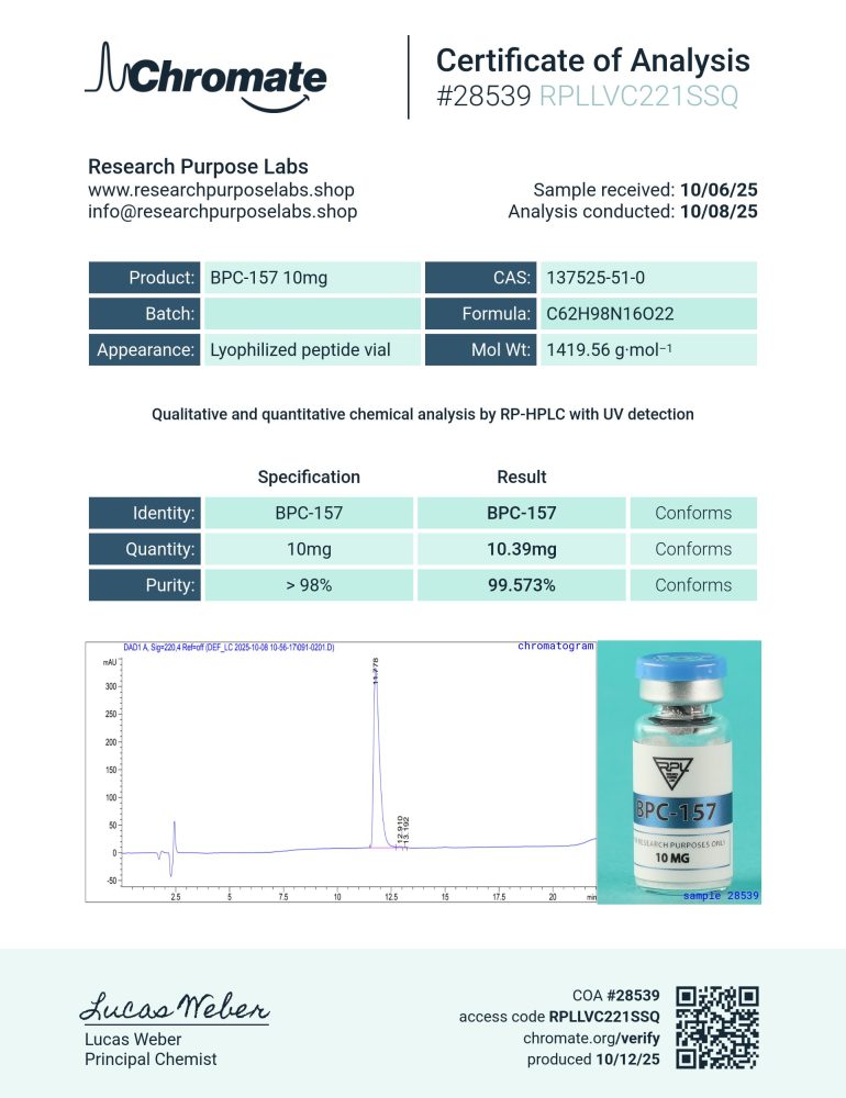 BPC 157 10MG RESEARCH PEPTIDE Image 2