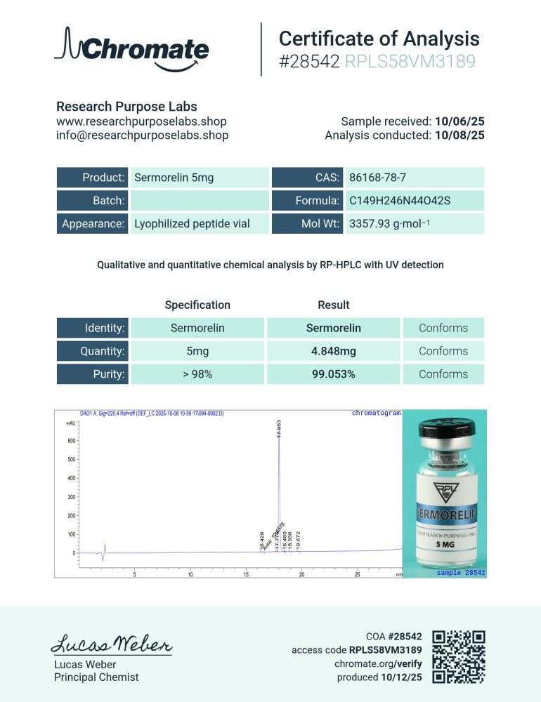 SERM GHRH 5 MG RESEARCH PEPTIDE Image 2
