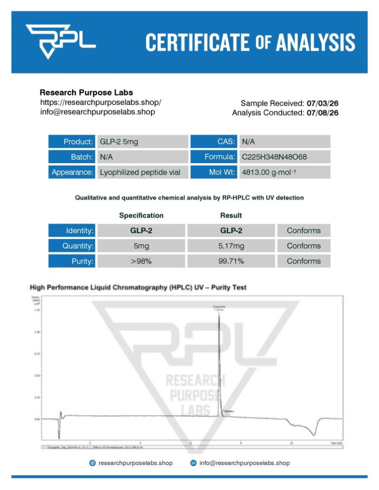 GLP-2 5mg Certificate of Analysis | Research Purpose Labs